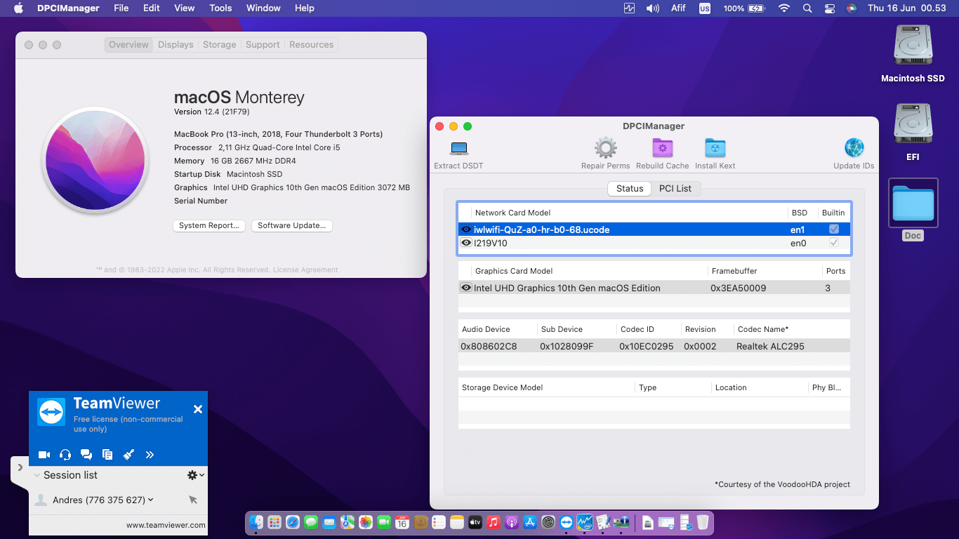 Success Hackintosh macOS Monterey 12.4 Build 21F79 in Dell Latitude 5310